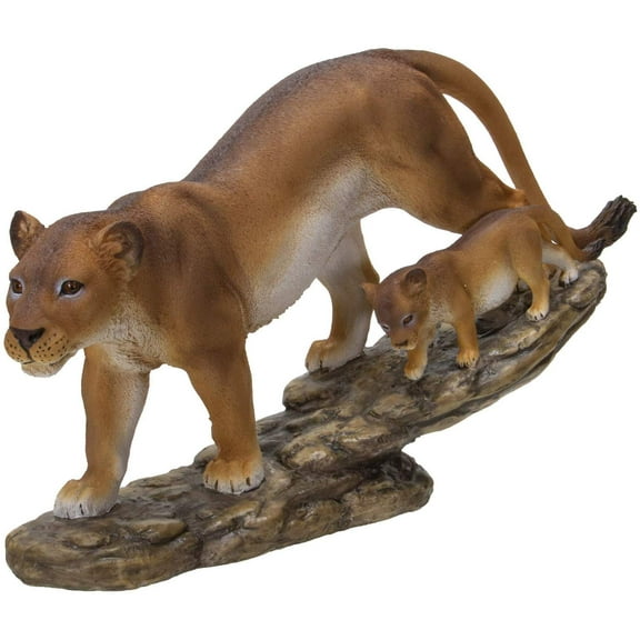 Safari African Lion Queen Lioness With Cub Family Statue 11"L Animal Collectible