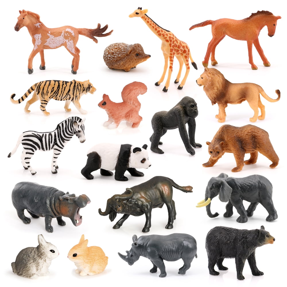 置物 AFY Safari Animal Figures 18PCS Africa Wild Zoo Animal Toys Figurines