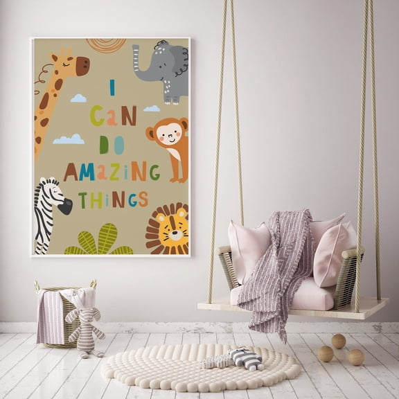 Safari Animal Inspirational Quote I Can Do Loving Things Baby Decor, Stretched Canvas
