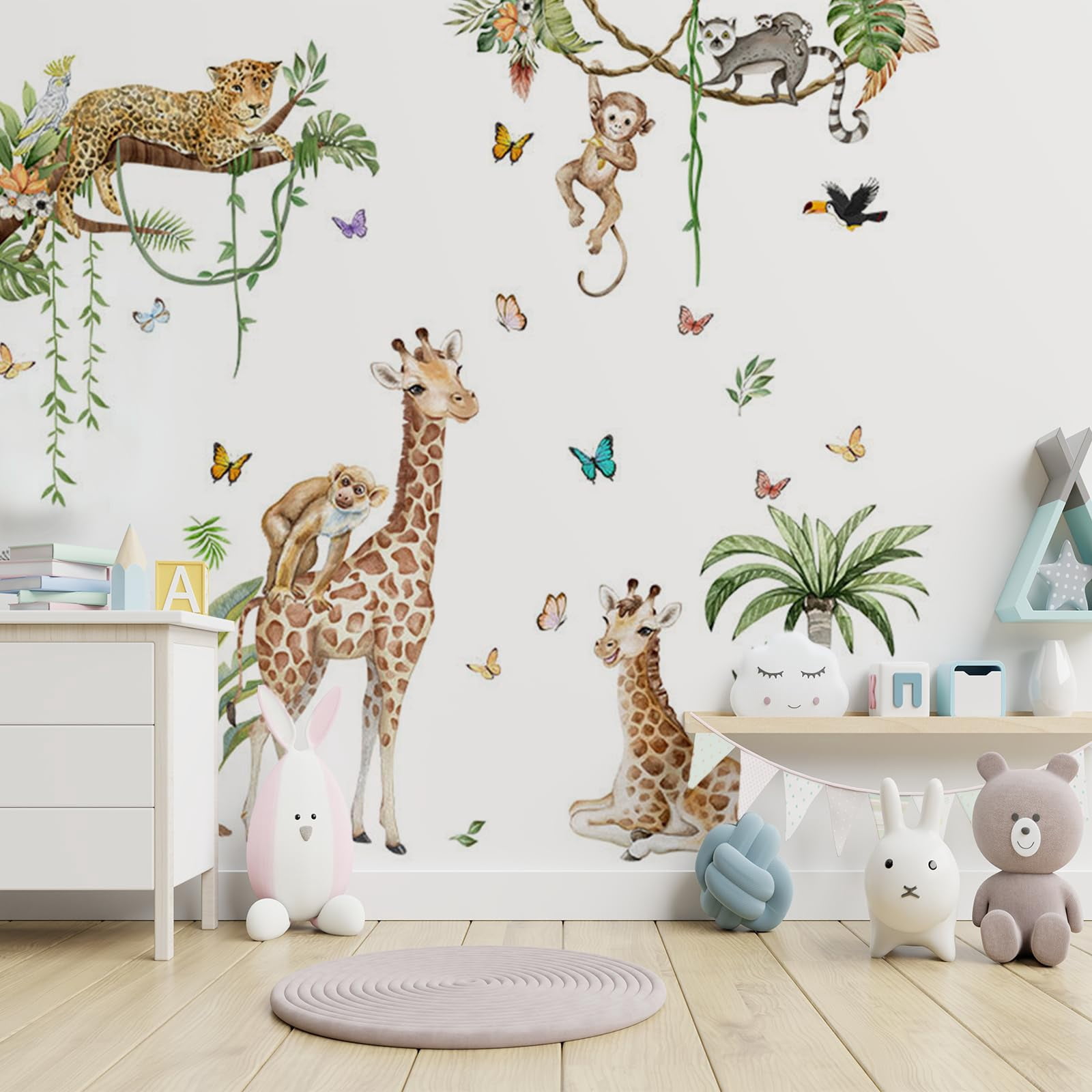 Safari Animal Jungle Wall Stickers Kids Room Living Room Wall Decor