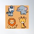 thumbnail image 1 of Safari Animal Pack Poster Wall Art, Modern Wall Decor For Living Room Bedroom, 8x12 UNFRAMED, 1 of 3