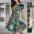 thumbnail image 1 of Safari Animal Print Vibrant Women's Classic Swing Skater Dress Casual Work Party Cocktail Dresses, 1 of 6