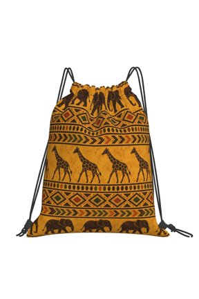 Safari Animal Silhouette Pattern Large Drawstring Backpack Casual Cinch Sack Bag Backpack for Sports Hiking Travel Gym