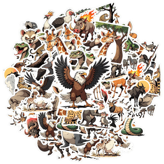 Safari Animal Stickers Wildlife Funny Stickers Cute Stickers for Luggage Laptops Phones
