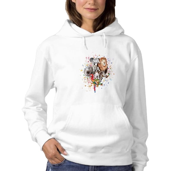 Safari Animals Hoodie Women -SPIdeals Designs, Female Large