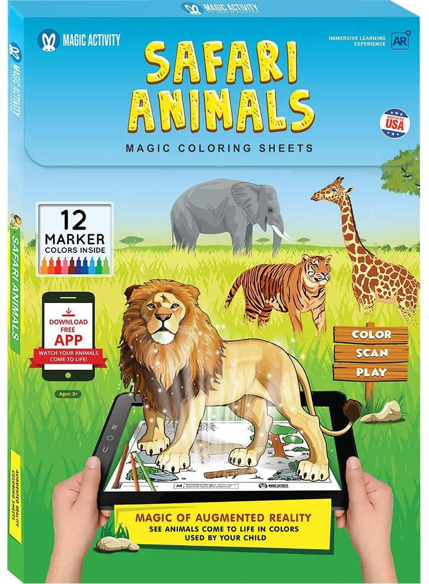 Kids Coloring and Painting Set, Safari, 4 x 4 –