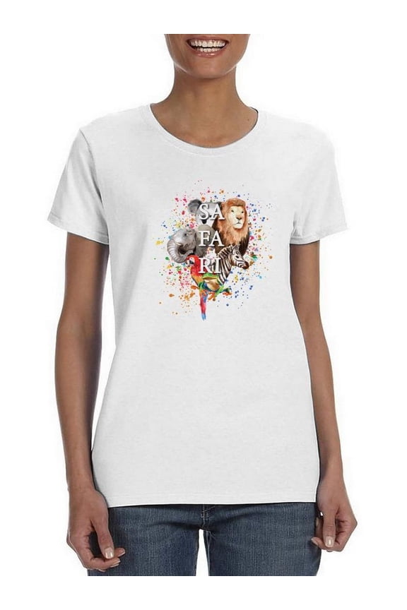 Safari Animals T-Shirt Women -SPIdeals Designs, Female 4X-Large