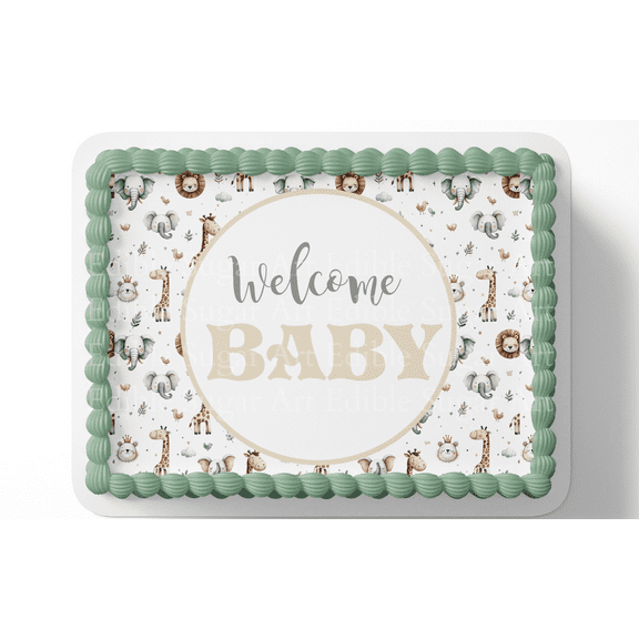 Safari Baby Shower Cake Topper Edible Image Jungle Baby Shower Safari Party Decorations