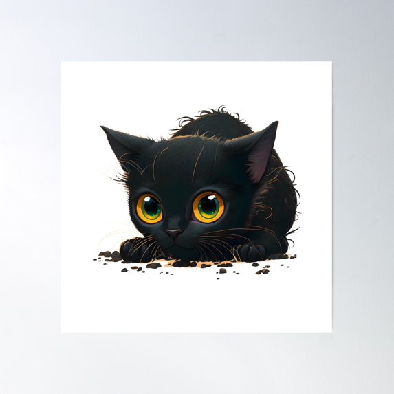 Safari Black Cat | Cute Kitten | Safari Cat Breed Poster Wall Art, Modern Wall Decor For Living Room Bedroom, 30x30 UNFRAMED