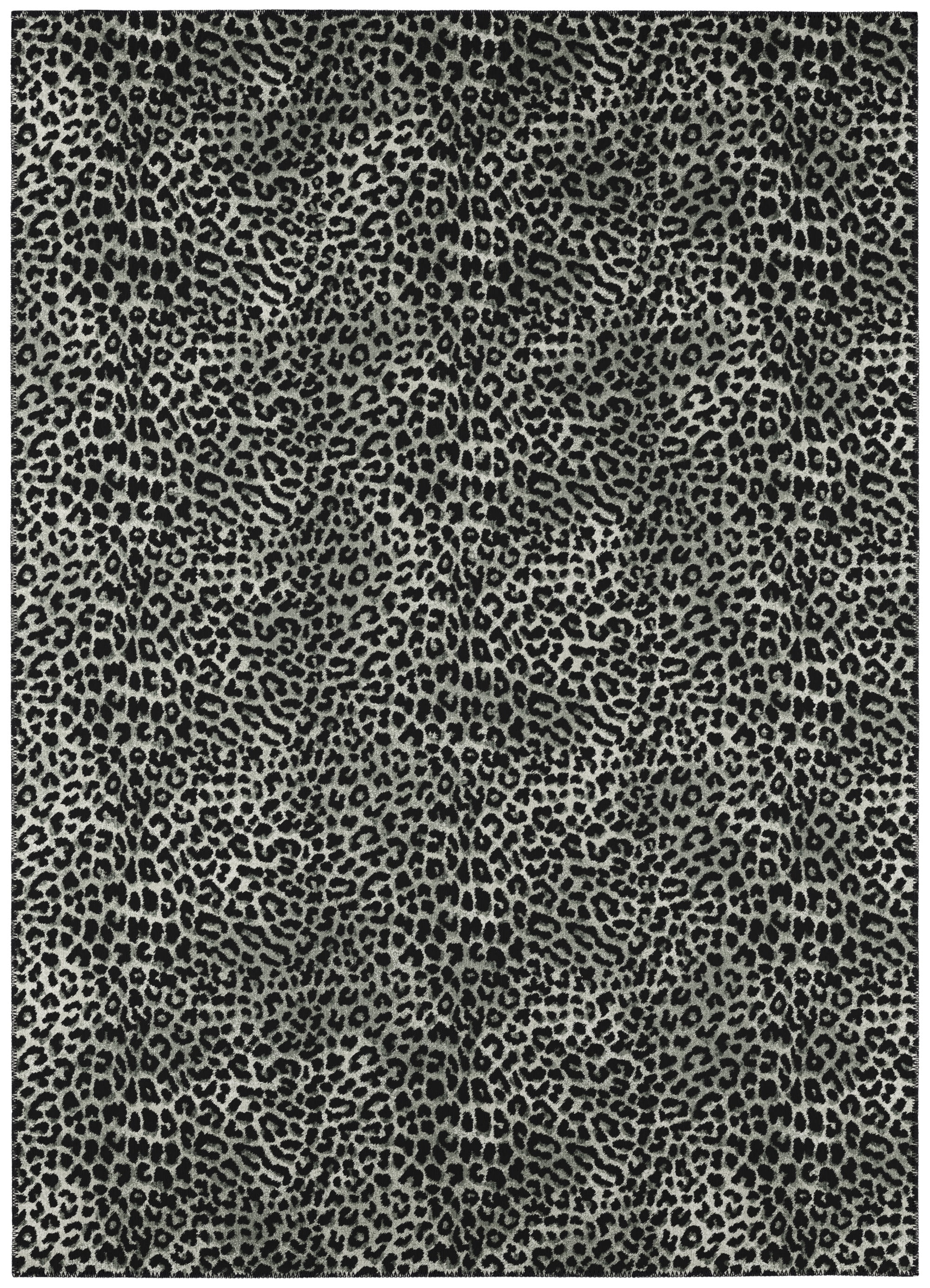Safari Shadow Black and Gray Leopard Print 3' x 5' Washable Rug