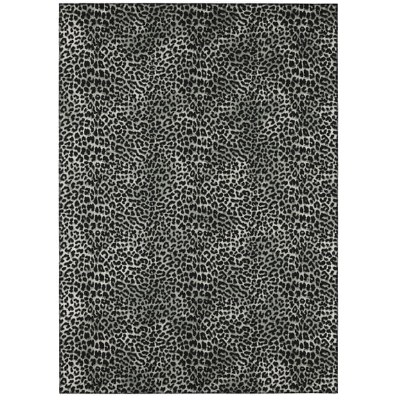 Safari Black and Grey Leopard Animal Print 5' x 7'6" Non-Skid Area Rug