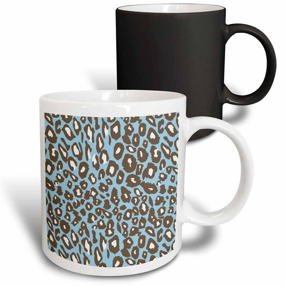 3drose, Safari Blue and Natural Brown Leopard Print, 11oz Magic Transforming Mug