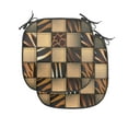 thumbnail image 1 of Safari Chair Seating Cushion Set of 4, Jeans Denim Patchwork in Safari Style Wilderness Design Art Print, Seat Pads for Office with Anti-slip Backing, 16"x16", Brown and Black, by Ambesonne, 1 of 7