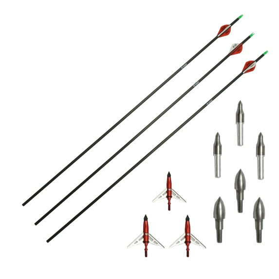 Safari Choice Archery 33" All Carbon Hunting Arrows, 3 Arrows & Broadhead