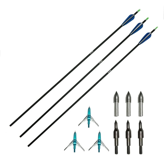Safari Choice Archery Anti-Break Carbon 3 Arrows & Broadheads Set, Type A
