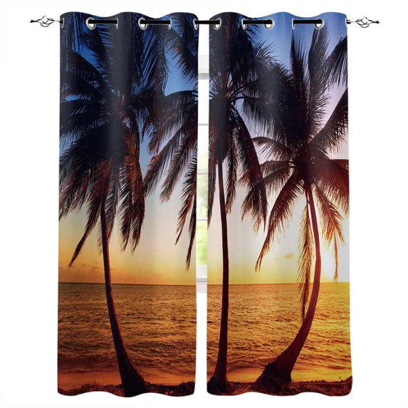 Safari Curtains Single Tree at Dreamy African Sunset with Dark Dramatic Clouds on The Sky Art Photo Living Roo