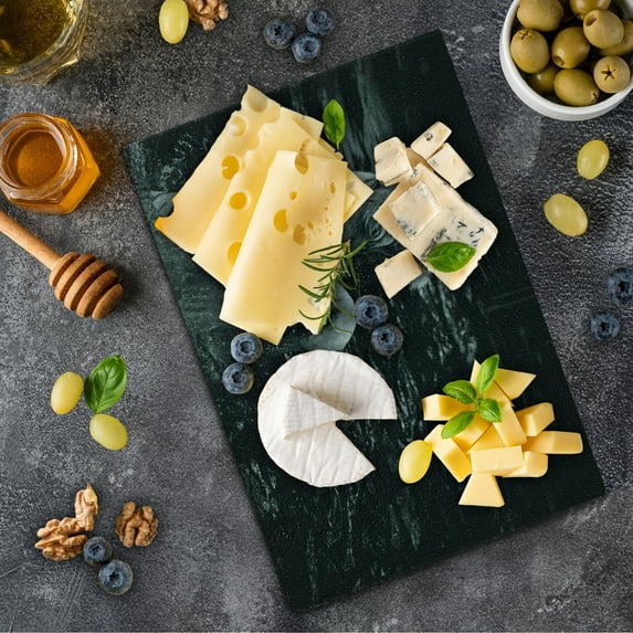 Safari Cutting Board, White Tiger Wintertime Rare Animal Portrait Eyes Wildlife Environment, Decorative Tempered Glass Cutting and Serving Board, Small Size, Charcoal Grey Pale Grey, by Ambesonne