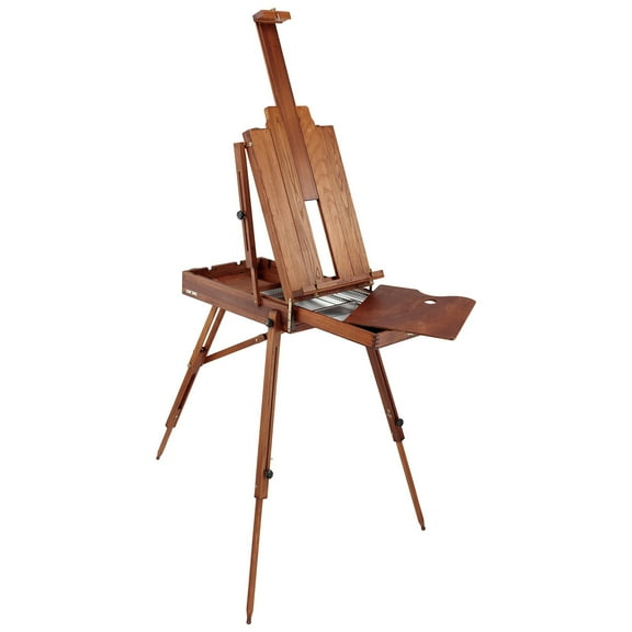 Creative Mark Safari II Deluxe Easel - French Style for Plein Air Painting, Elmwood with Walnut Finish, Holds Canvas Up To 39", Sliding Mast, Fully Divided Sketch Box, 12" x 16" Palette, 12 lbs