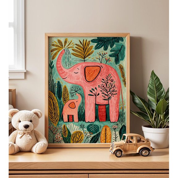 Safari Elephant Nursery Poster, Unframed Paper Poster 8x10in