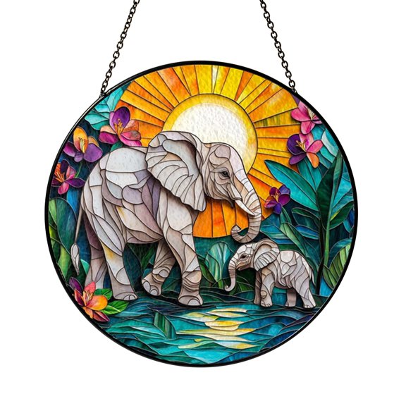 Safari Elephant Stained Glass Style Window Suncatcher1701