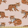 thumbnail image 1 of Safari Fabric by the Yard, Fun Pattern of Tigers with Stripes Funky Wildlife Creatures, Upholstery Fabric for Dining Chairs Home Decor Accents, 10 Yards, Blush Orange and Dark Grey by Ambesonne, 1 of 4