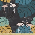 thumbnail image 1 of Ambesonne Safari Fabric by the Yard Upholstery, Flamingos Tropic Monstera, 10 Yards, Indigo and Multicolor, 1 of 4