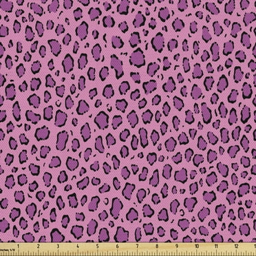 Ambesonne Safari Fabric by the Yard Upholstery, Leopard Skin Spots Pattern, 2 Yards, Hot Pink Pale Pink