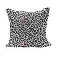 thumbnail image 1 of Safari Fluffy Throw Pillow Cushion Cover, Leopard Cheetah Animal Print Kiss Shape Lipstick Mark Dotted Trend Art, Decorative Square Accent Pillow Case, 28" x 28", Charcoal Grey and Pink, by Ambesonne, 1 of 5