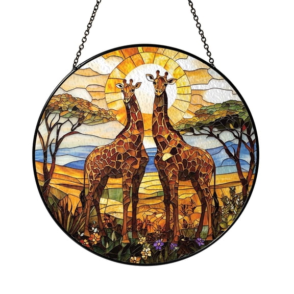 Safari Giraffe Decorative Window Hanging – Stained Glass Style