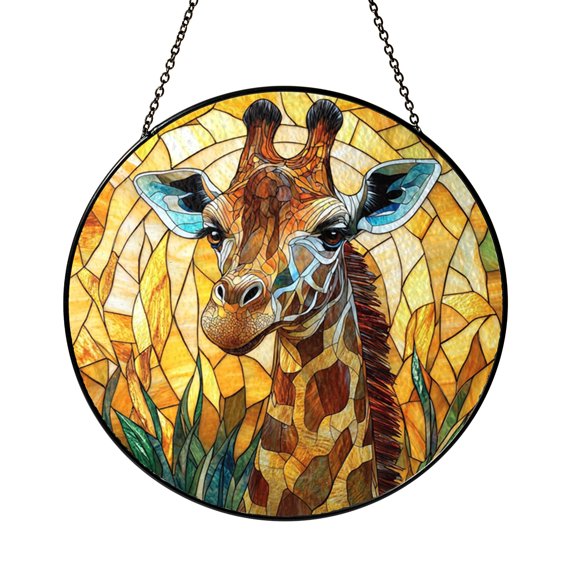 Safari Giraffe Glass Style Window Hanging