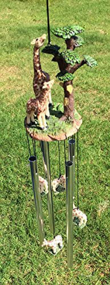 Safari Giraffe Mother And Calf By The Trees Resonant Relaxing Wind Chime Patio