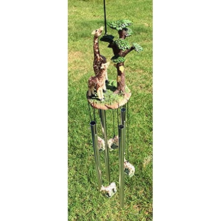 Safari Giraffe Mother And Calf By The Trees Resonant Relaxing Wind Chime Patio