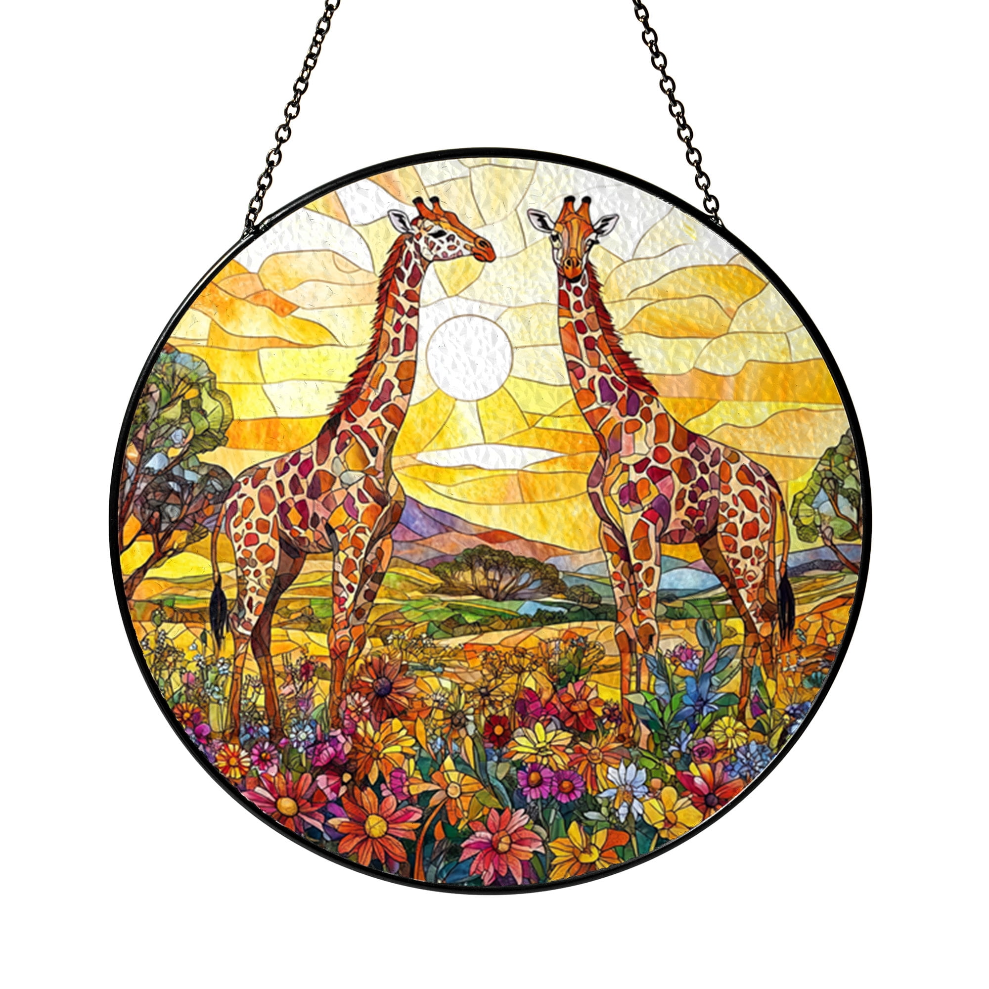 Safari Giraffe Stained Glass Style Hanging, Animal Lover Gift - Walmart.com