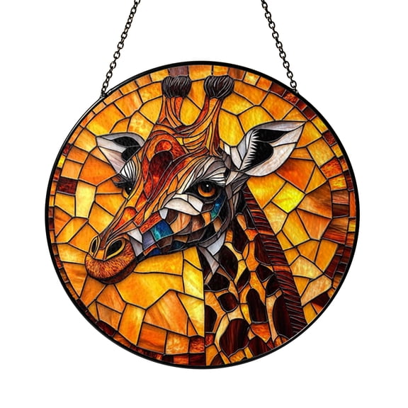 Safari Giraffe Window Suncatcher, Stained Glass Style African Animal Decor