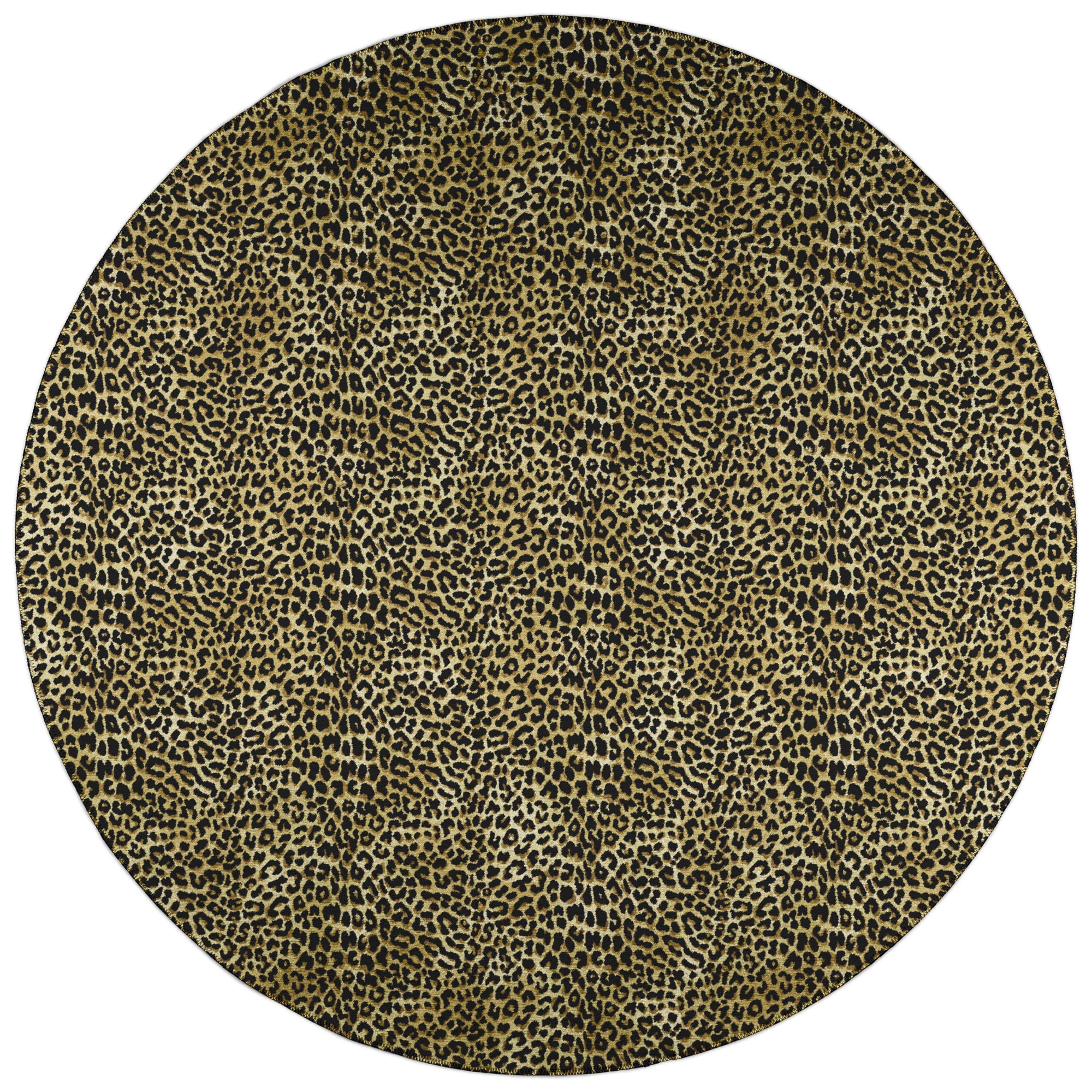 Safari Gold and Black Leopard Animal Print 10' x 14' Non-Skid Area