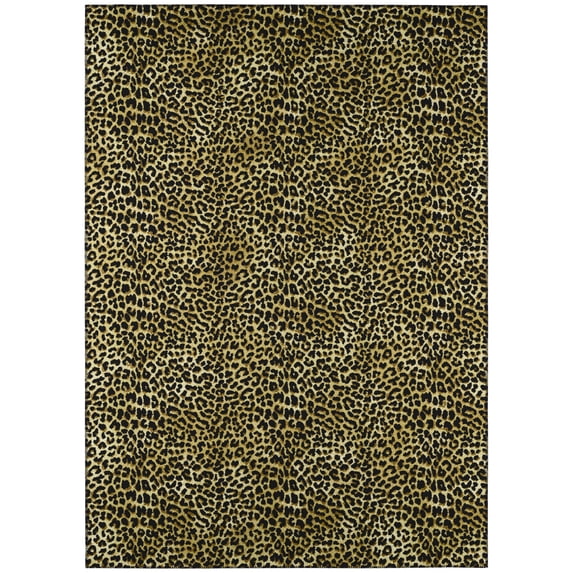 Safari Gold and Black Leopard Animal Print 9' x 12' Non-Skid Area Rug