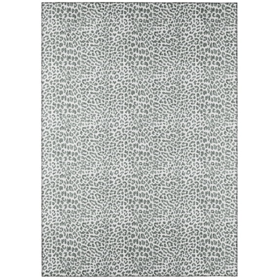 Safari Grey and Ivory Leopard Animal Print 10' x 14' Non-Skid Area Rug