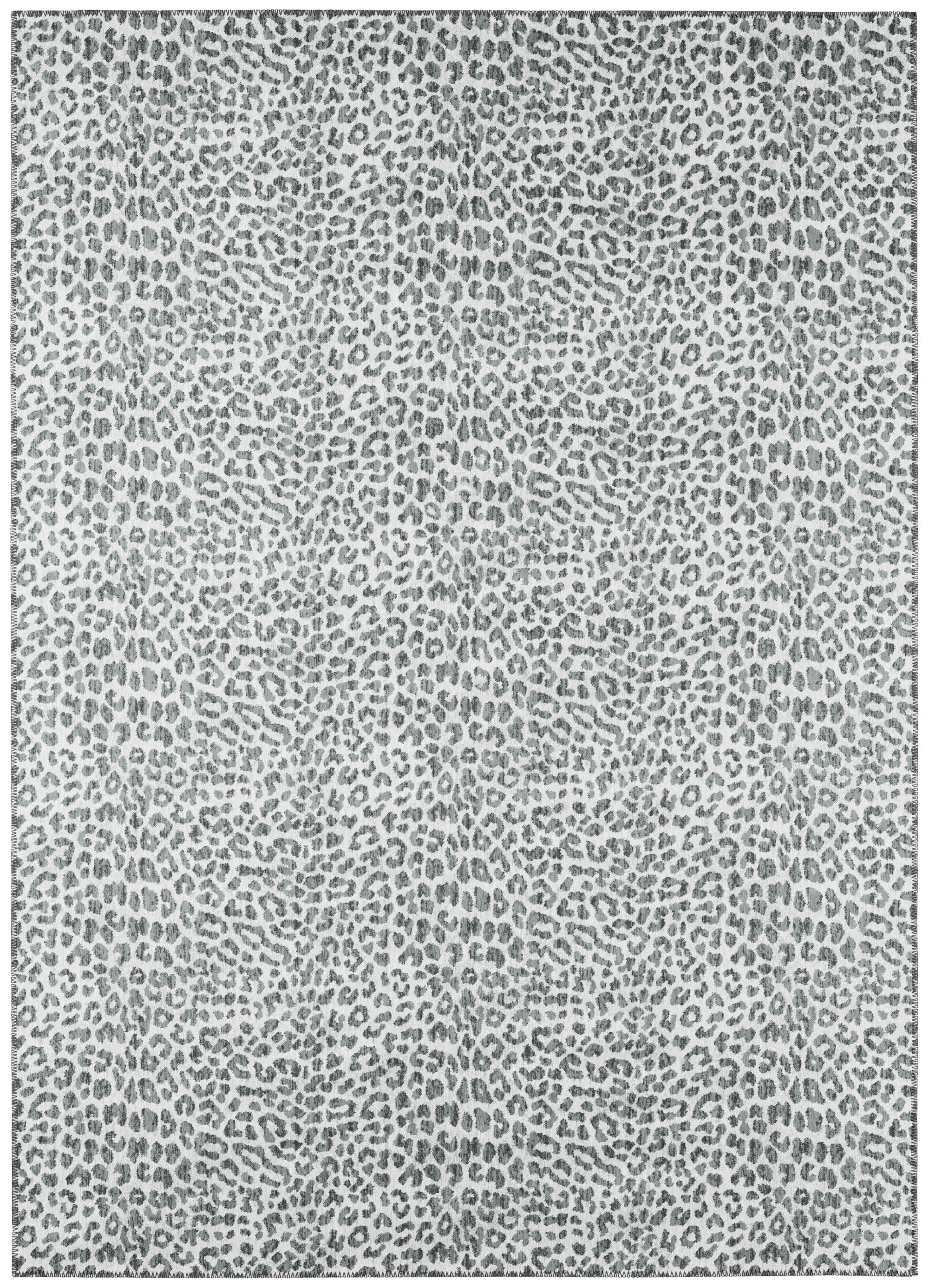 Gray Leopard Print Shag 3' x 5' Non-Slip Area Rug
