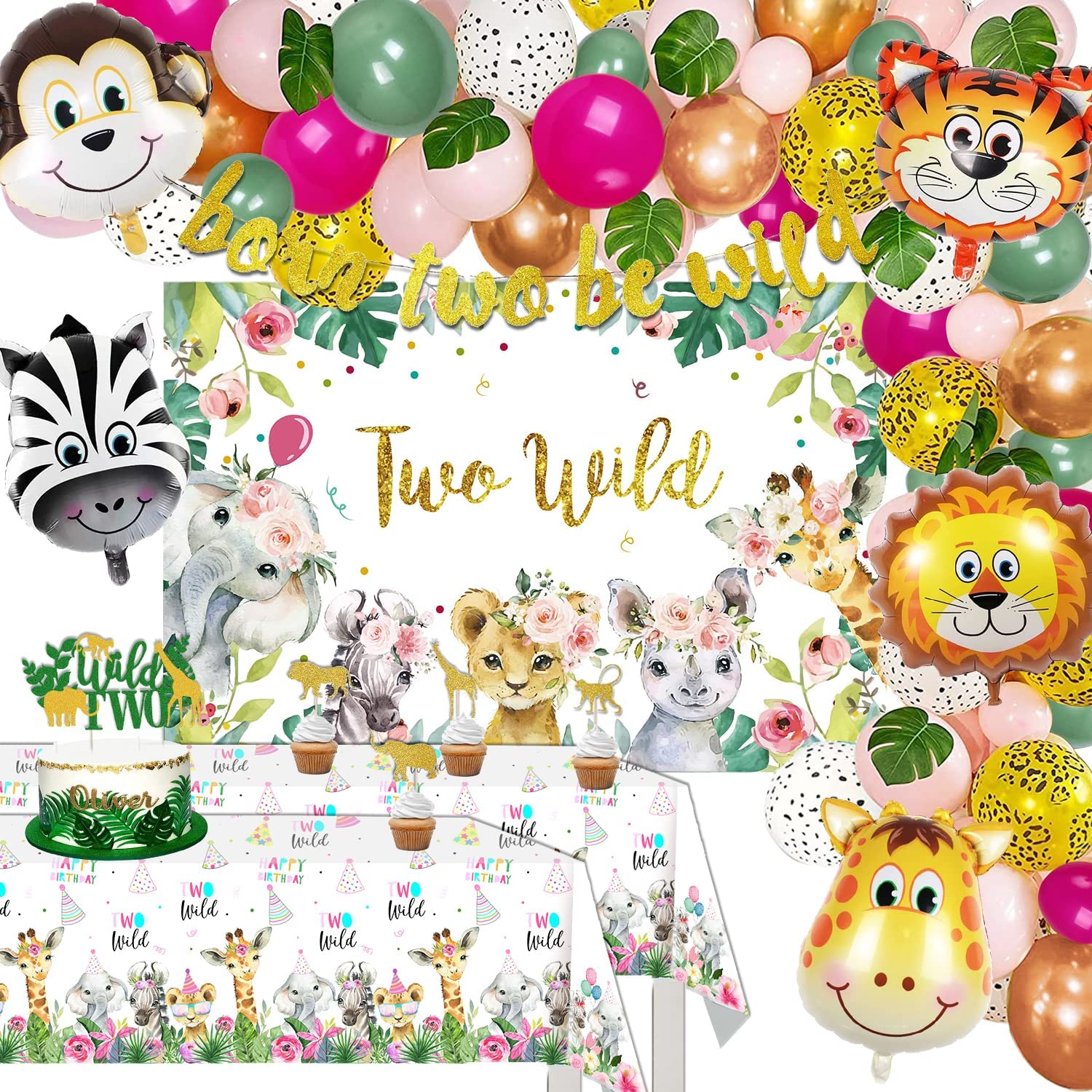 Safari Jungle 2nd Birthday Party Decorations Girl's Two Wild Theme