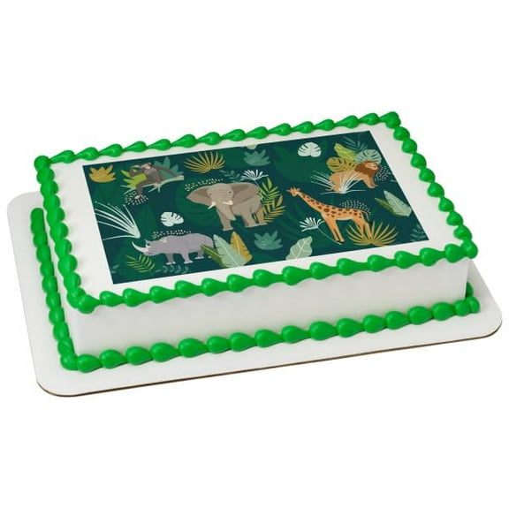 Safari Jungle Animals Baby Shower PhotoCake Edible Cake Topper Icing Image, (3 Inch Rounds 6 per sheet)