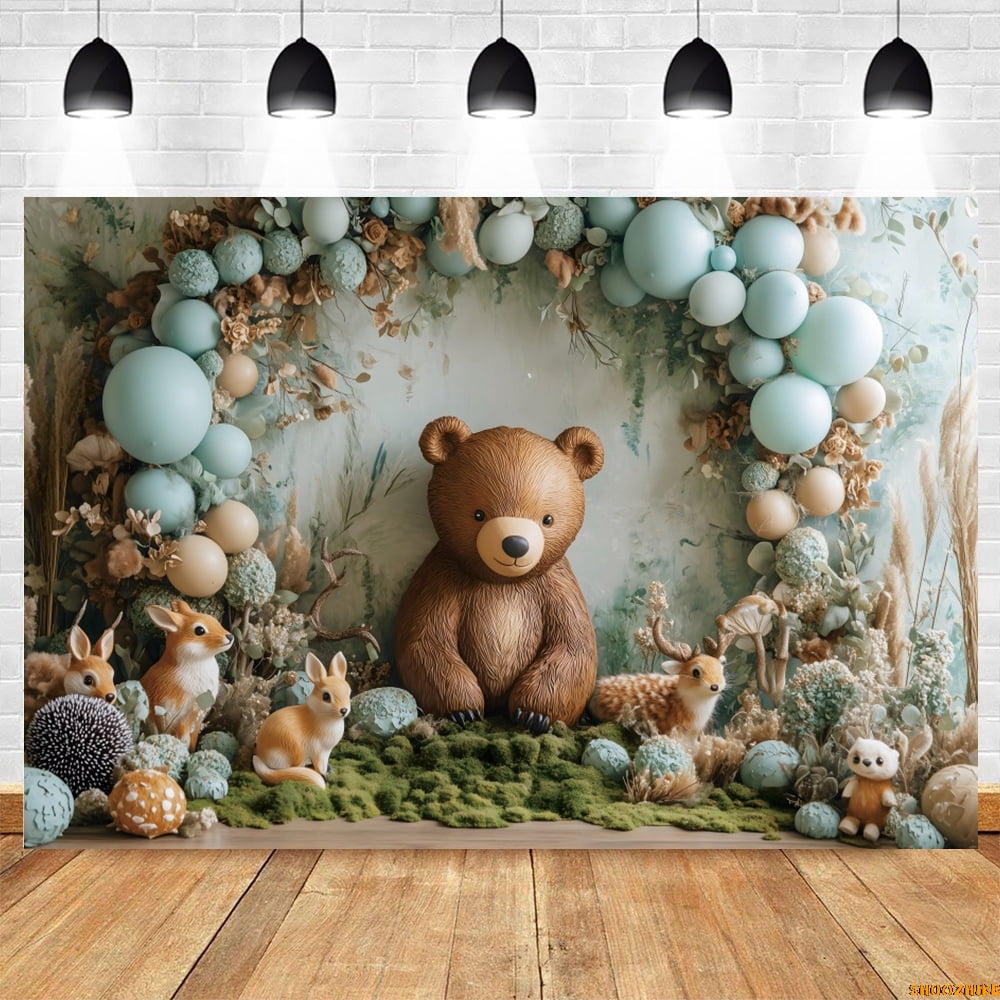Safari Jungle Animals Birthday Party Backdrop Forest Balloons Newborn ...