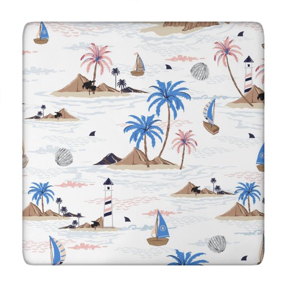 Safari Jungle Island Fitted Tablecloth - Artistic Square Cover for Tropical Boho Outdoor Dining & Picnic (Windproof Design)