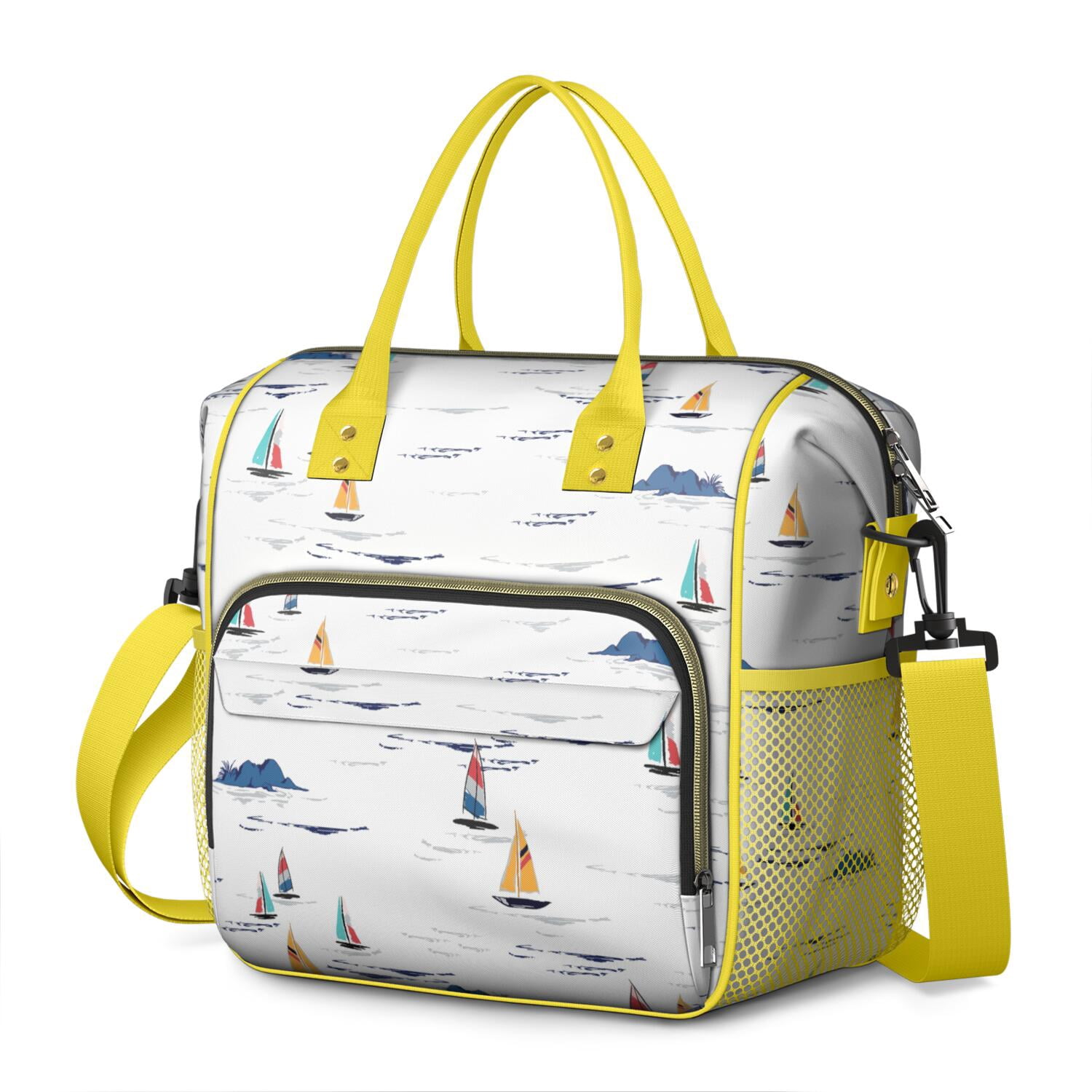 Basketball Insulated Lunch Bag With Bottle Pocket - Leakproof Cooler For School, Office, Camping