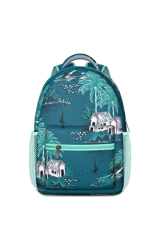 Safari Jungle Island Waterproof Bookbag - Nautical Coastal Backpack for Commuters with Breathable Mesh & Ergonomic Support