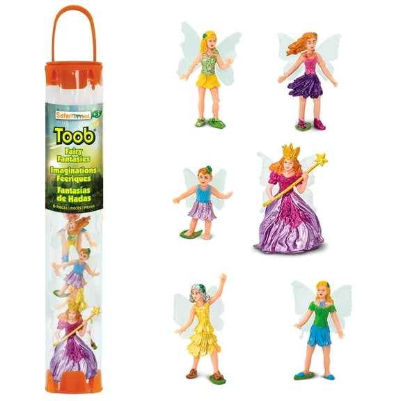 Safari Ltd. Fairy Fantasies TOOB - 6 Mini Figurines Including Fairy Queen, Baby, and Flower Fairies Jasmine, Buttercup, Violet, Iris - Enchanting Toy Figure Set for Boys, Girls & Kids Ages 3+