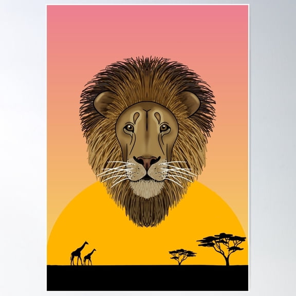 Safari Lion Poster Wall Art, Modern Wall Decor For Living Room Bedroom, 16x24 UNFRAMED