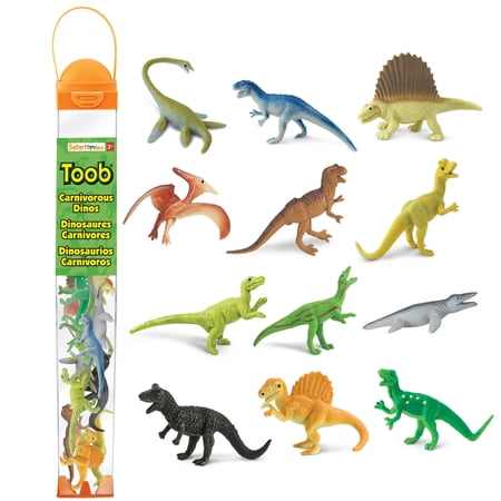 Safari Ltd. Carnivorous Dinosaurs TOOB - Set of 12 Mini Figurines Featuring T-Rex, Spinosaurus, Utahraptor, Allosaurus, Pteranodon, & More - Educational Toy Figures for Boys, Girls & Kids Ages 3+