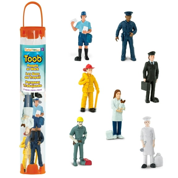 Safari Ltd. People TOOB - 7 Everyday Heroes Figurines of Construction Worker, Policeman, Mailman, Pilot, Chef, Fireman, and Veterinarian - Fun Educational Play Toy Set for Boys, Girls & Kids 3+