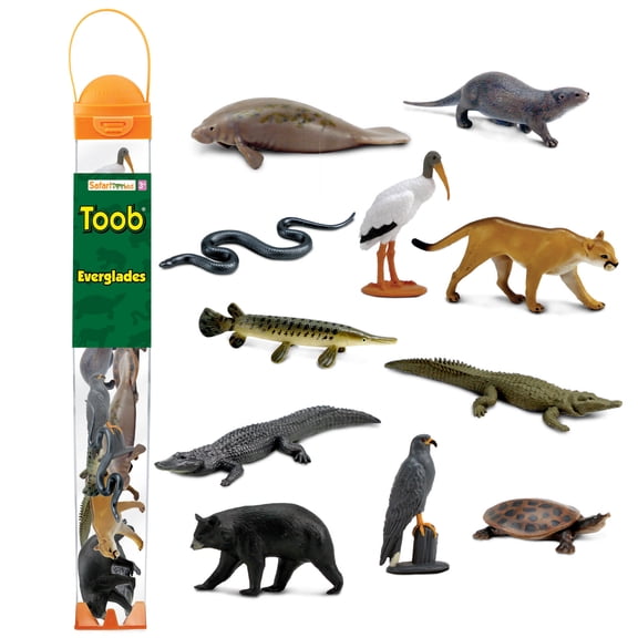 Safari Ltd. Everglades TOOB - 11 Mini Figurines: Manatee, Alligator, Turtle & More - Educational Toy Set for Boys, Girls & Kids Ages 3+