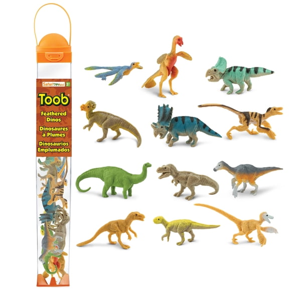 Safari Ltd. Feathered Dinos Toob - 12 Mini Dinosaur Figurines Toy Set